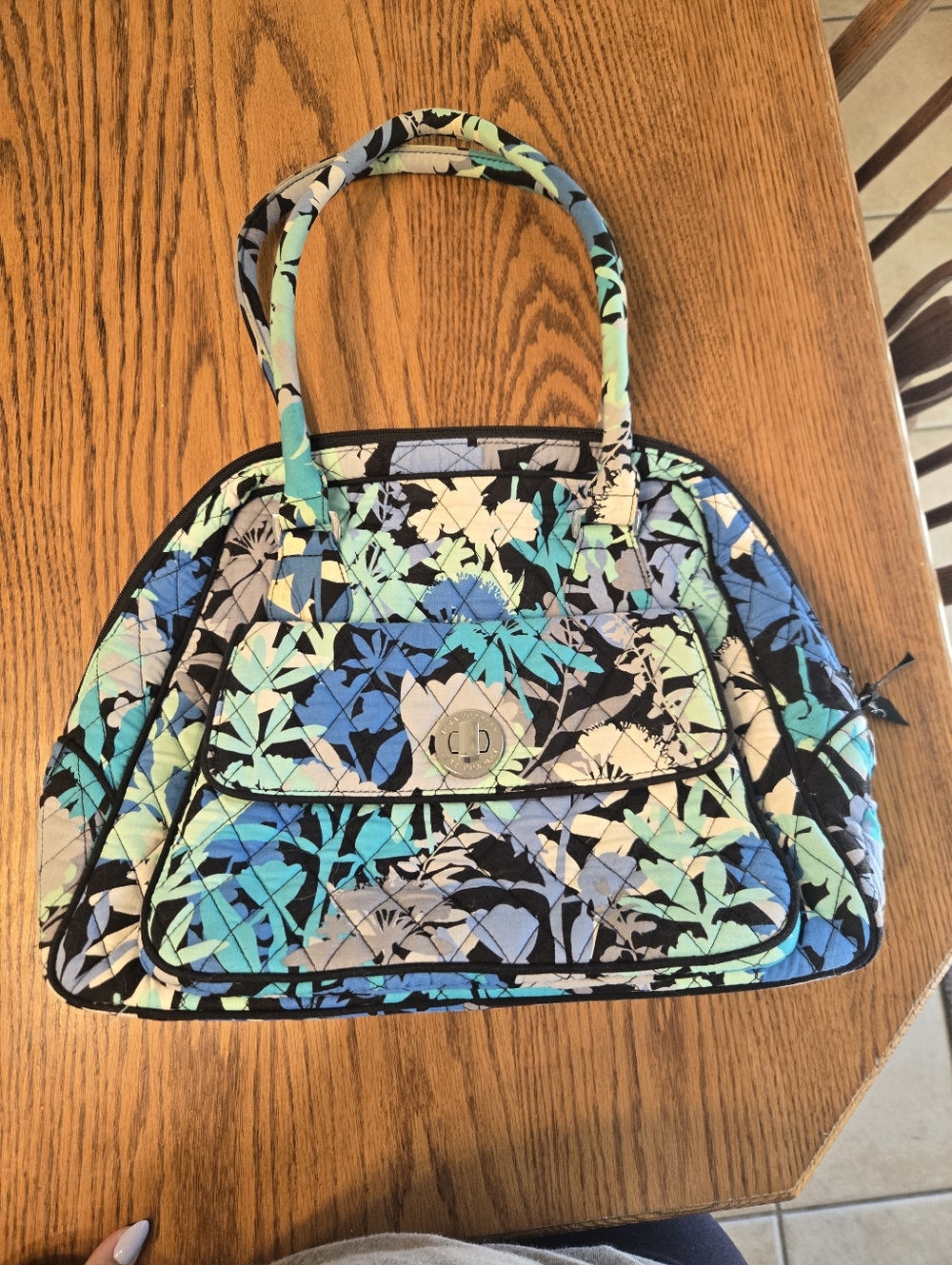 Vera Bradley Quilted Floral Tote Bag in Blue & Teal
